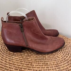 Lucky Brand Basel Leather Brown Zip Ankle Booties Fall Women’s 10